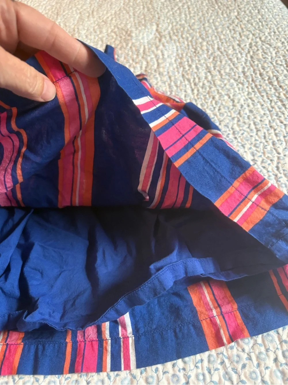 Old Navy Navy Blue Dress with Pink and Orange Stripes